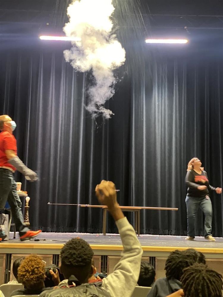 Puff of smoke on stage for Science Experiments  activity.