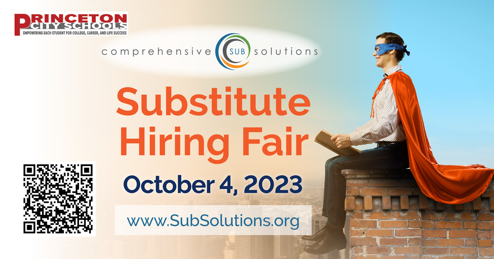 Image with QR CODE for the Substitute Hiring Fair on OCT 4