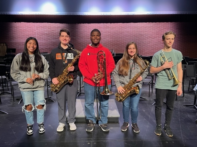 Princeton High School Students holding their instruments
